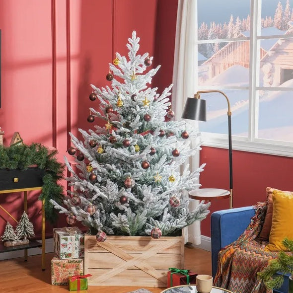 HOMCOM 6 Foot Artificial Christmas Tree, Pine Hinged Xmas Tree With