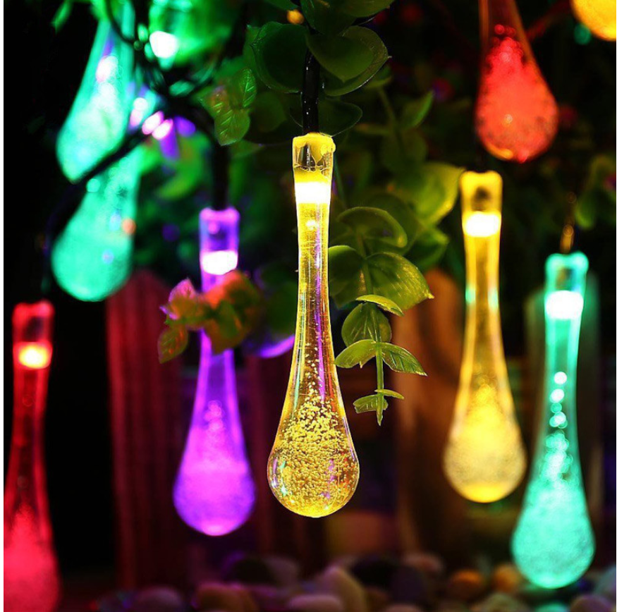 30 Leds Outdoor Solar Water Drop Light String Garden Landscape Lamp