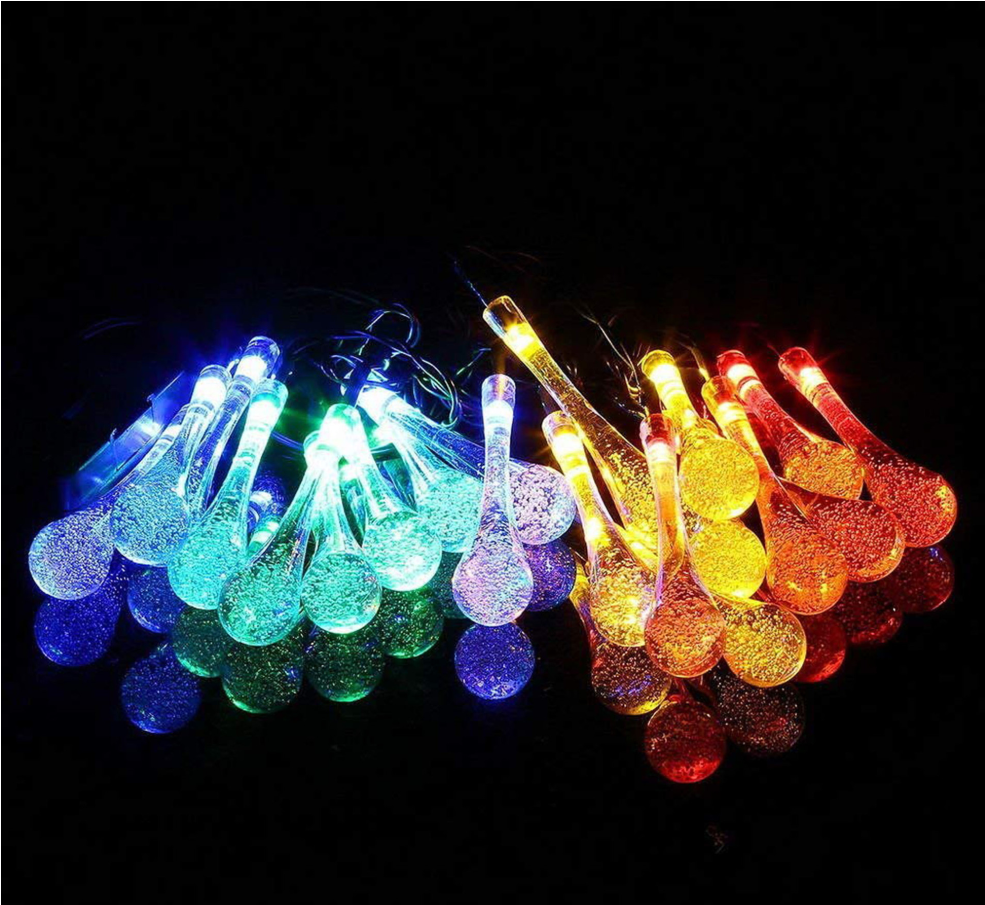 30 Leds Outdoor Solar Water Drop Light String Garden Landscape Lamp