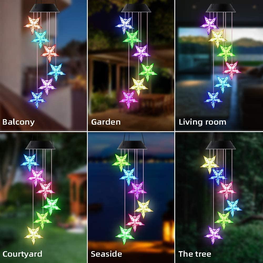 Outdoor solar LED wind chime star light wind chime garden light