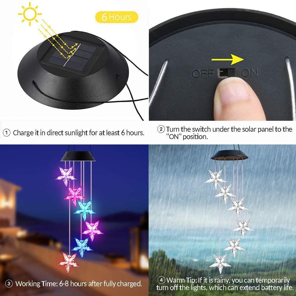 Outdoor solar LED wind chime star light wind chime garden light
