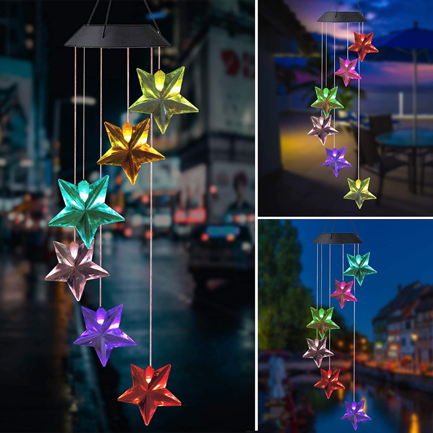 Outdoor solar LED wind chime star light wind chime garden light
