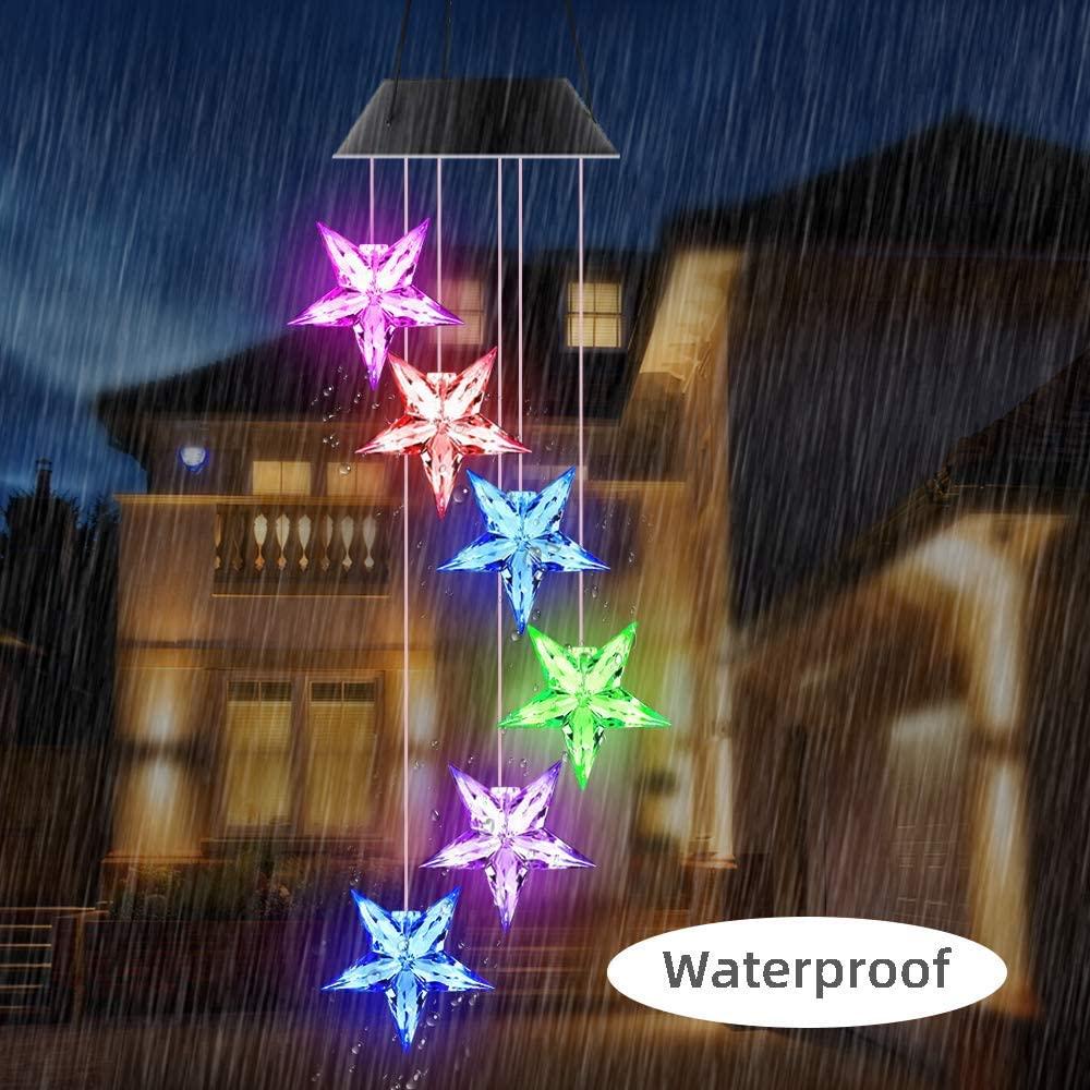Outdoor solar LED wind chime star light wind chime garden light