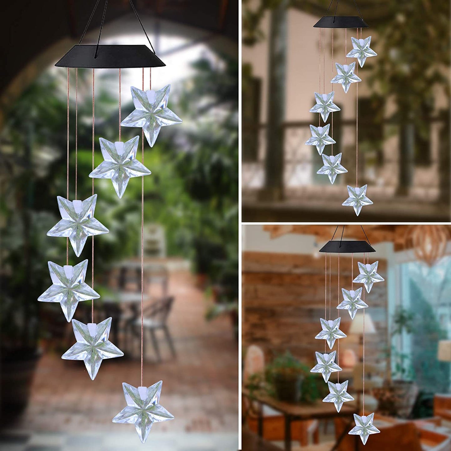 Outdoor solar LED wind chime star light wind chime garden light