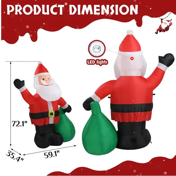 6 FT Lighted Christmas Inflatable Decoration, Inflatable Santa Claus