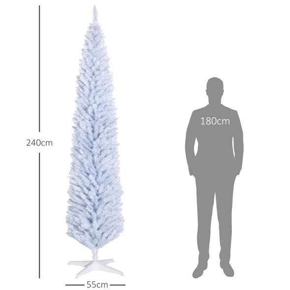 HOMCOM 8' Artificial Pencil Christmas Tree, Slim Xmas Tree With 618