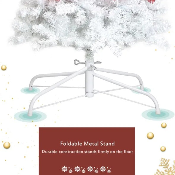 6FT Hinged Fir Artificial Fir Bent Top Christmas Tree, Xmas Tree